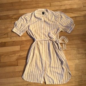 Large, GAP, white and tan striped summer sun dress, great for the office
